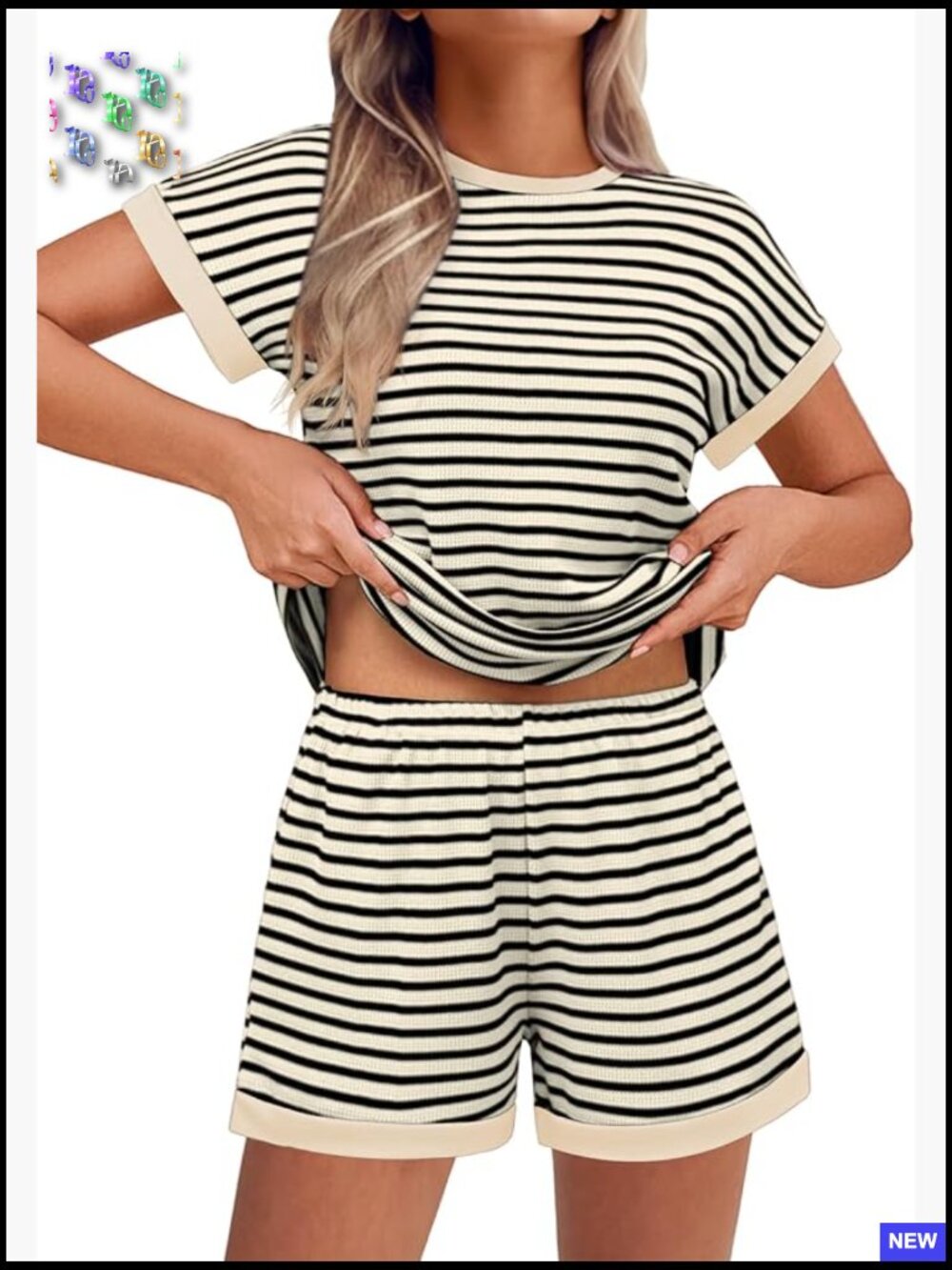 Stripe Knit Lounge Set Two Piece Shorts Matching Casual Summer Outfits